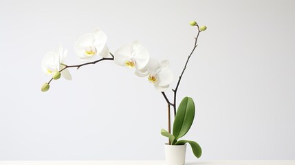 Fototapeta na wymiar Portrait beautiful white orchid flower isolated on white background AI Generative