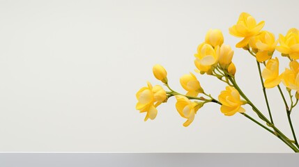 Portrait beautiful yellow freesia flower isolated on white background AI Generative