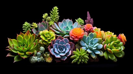 Fototapeta premium Portrait Beautiful mixed succulent flower AI Generative