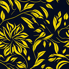 Cute Floral and leaf pattern in the small flower. "Ditsy print". Motifs scattered random. Seamless repeat pattern design. Elegant template for fashion prints. Printing in dark background