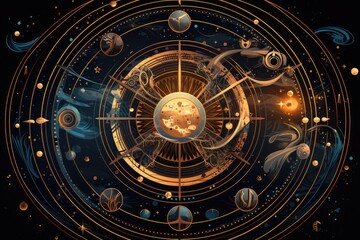 Abstract astrological background with zodiac signs Astrology horoscope background