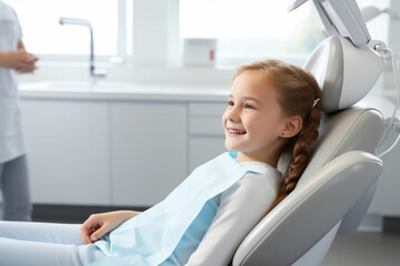 Dental child dentist patient dentistry hygiene health doctor medicine girl clinic - obrazy, fototapety, plakaty