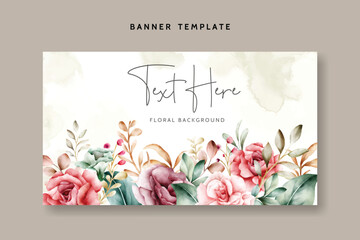handdrawn watercolor floral background template