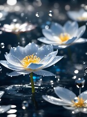 flowers on water that are not fresh, AI generated