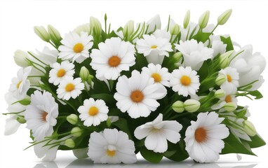 Fototapeta na wymiar White flowers in white background from Generative AI