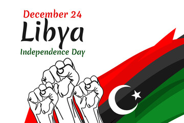 December 24, Independence Day of Libya vector illustration. Suitable for greeting card, poster and banner. 