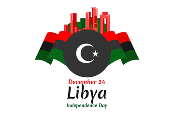 December 24, Independence Day of Libya vector illustration. Suitable for greeting card, poster and banner. 