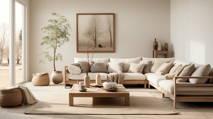 Scandinavian living room with clean lines and neutral tones
