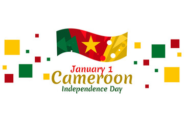 January 1, Independence day of Cameroon vector illustration. Suitable for greeting card, poster and banner.