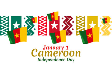 January 1, Independence day of Cameroon vector illustration. Suitable for greeting card, poster and banner.