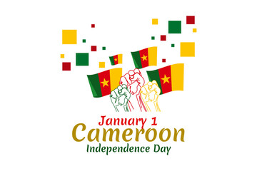 January 1, Independence day of Cameroon vector illustration. Suitable for greeting card, poster and banner.