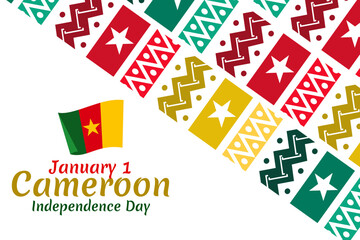 January 1, Independence day of Cameroon vector illustration. Suitable for greeting card, poster and banner.