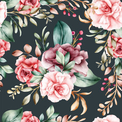 handdrawn watercolor floral seamless pattern