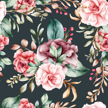 Handdrawn Watercolor Floral Seamless Pattern