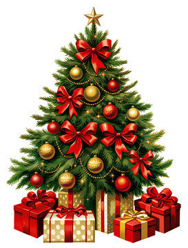PNG Christmas tree with gift boxes isolated clip art