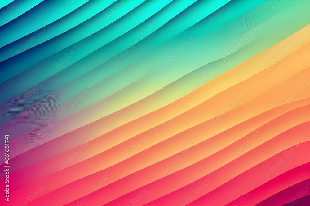 Fototapete abstract wave pattern in blue and yellow with colorful text lines.