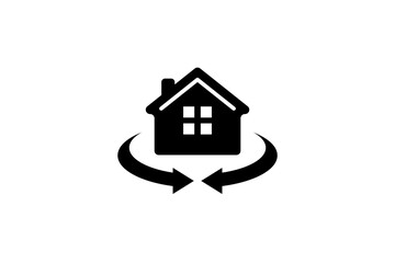 House with rotation arrow icon symbol design. 360 degree full view concept