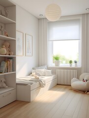 Obraz na płótnie Canvas Cozy Child's Bedroom with Built-In Shelving