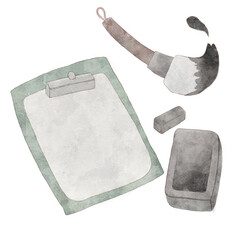 書道セットのイラスト