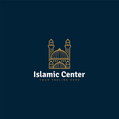 Fototapeta premium Mosque building logo design vector template, mosque logo template, concept design, creative symbol, linear, icon