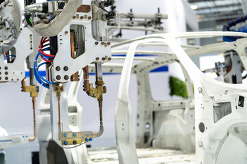 robot arm working in car factory