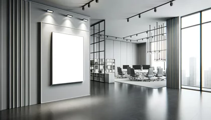 Tapeten Mockup blank wall poster template in modern design office interior. Ai generative © ImageFlow