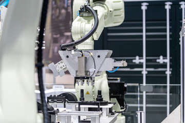 robot arm working in car factory