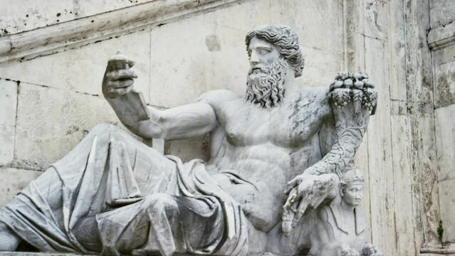 Beautiful Zeus Statue In Rome - Medium, Steady Camera Shot