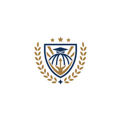 Education badge logo design, University high school emblem