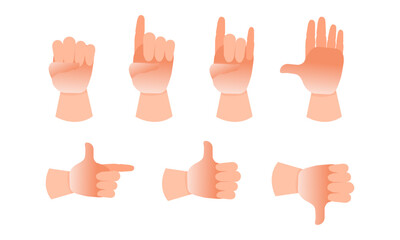 Obraz premium Vector set of various hand gestures on white background