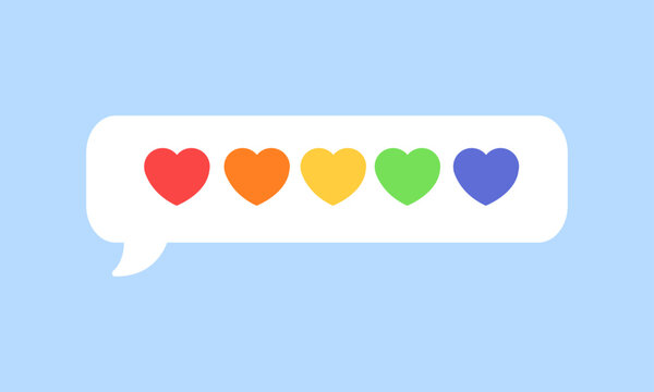 Vector rainbow colored heart shape icons lgbtqi pride month concept