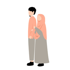 Marriage moslem couple standing vector illustration