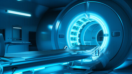 advanced mri or ct scan medical diagnosis machine at hospital lab. ai generative - obrazy, fototapety, plakaty