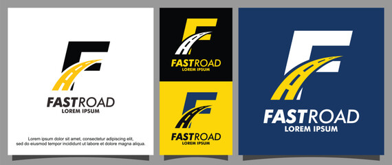 Letter F and street logo template
