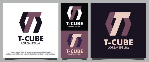 Letter T and Cube logo template
