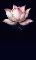 Single flower of luxury style lotus or water lily, art poster, vertical image, elegant, interior decorate arts, mobile phone wallpaper