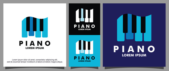 Musical instrument piano logo template
