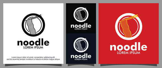 Noodles and fork logo template
 - obrazy, fototapety, plakaty