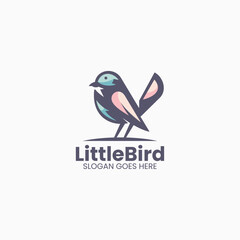 Vector Logo Illustration Little Bird Simple Mascot Style