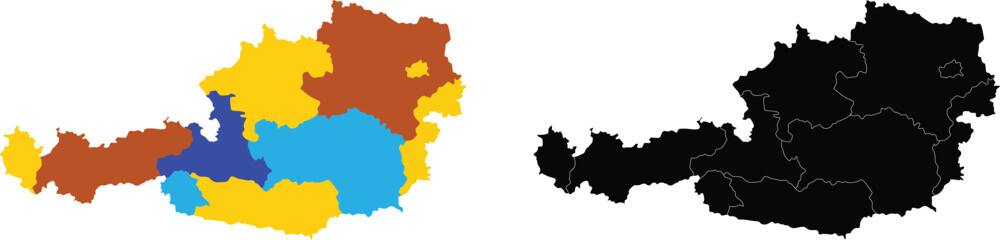 Austria vector silhouette map white background