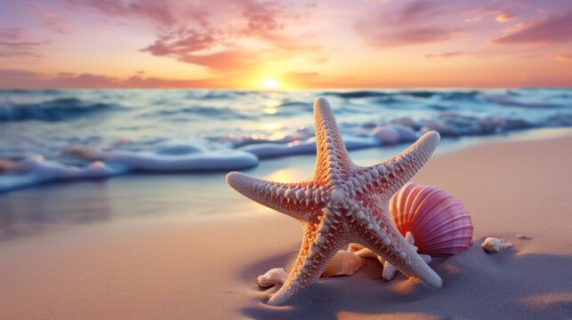 Starfish basking in the golden embrace of dawn's light