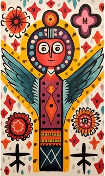 Mexican Folk Art Illustration Day of the Dead, Exvoto art, ex voto, colourful painting, bright colours, cultural art, Central America, South America, Religious art