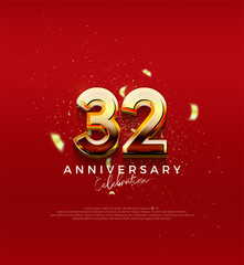 Fototapeta na wymiar Golden vector number for 32nd anniversary celebration. Premium vector background for greeting and celebration.