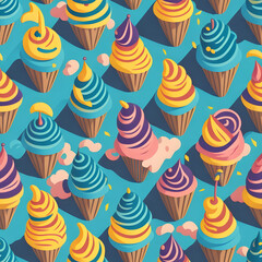 Sweet for textile, cards, web design: delicious realistic seamles background: graphic fantastic candy. Vector seamless pattern with candy in white abstract pastel color