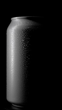 soda can spinning with water drops	