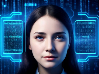 Facial online recognition access business data. biometric security systems.