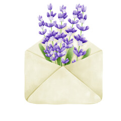 envelope with lavender flowers