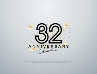Simple line design for 32nd anniversary celebration. Premium vector for poster, banner, celebration greeting.