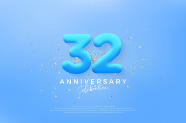 Simple and modern 32nd anniversary, birthday celebration vector background. Premium vector for poster, banner, celebration greeting.