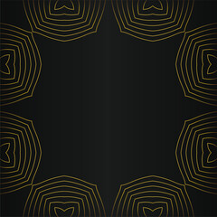 abstract gold line frame decoration on black background design 